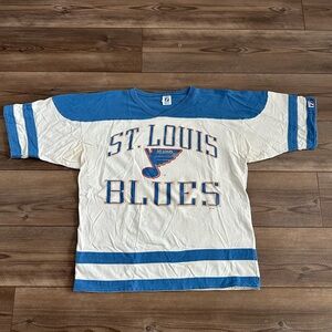 1990s Vintage St. Louis Blues NHL x Logo 7 Hockey Raglan T-Shirt L
